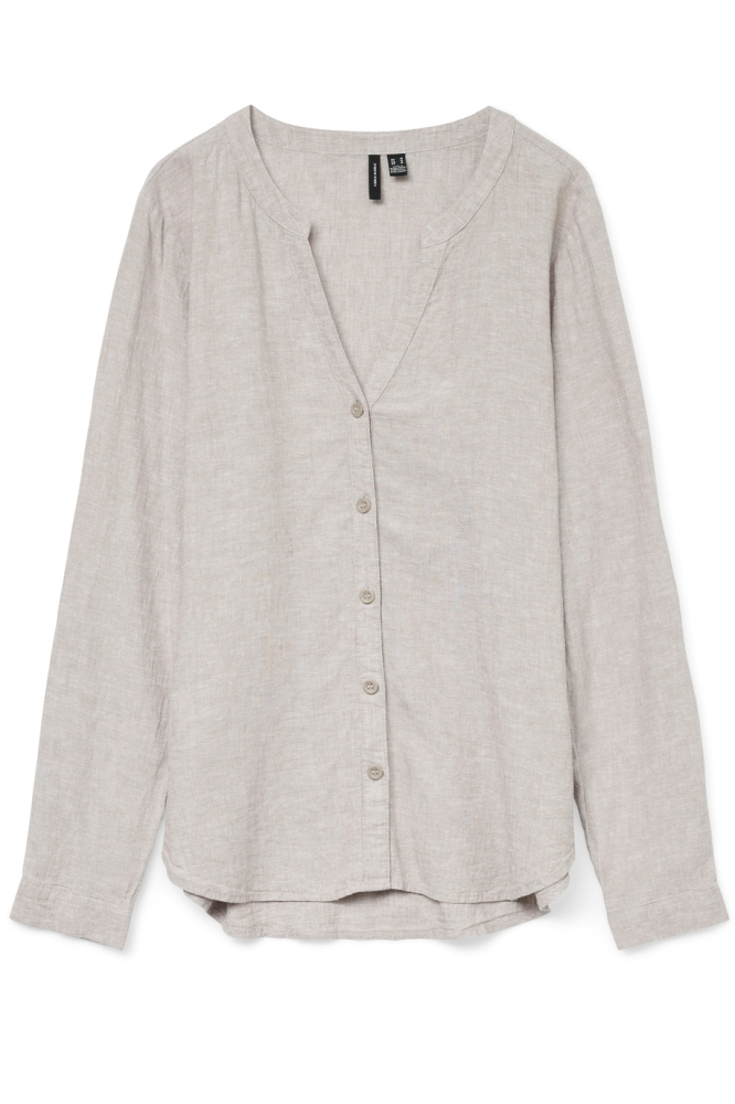 VMLINN LS V-NECK SHIRT WVN NOOS 10323030 MOON ROCK